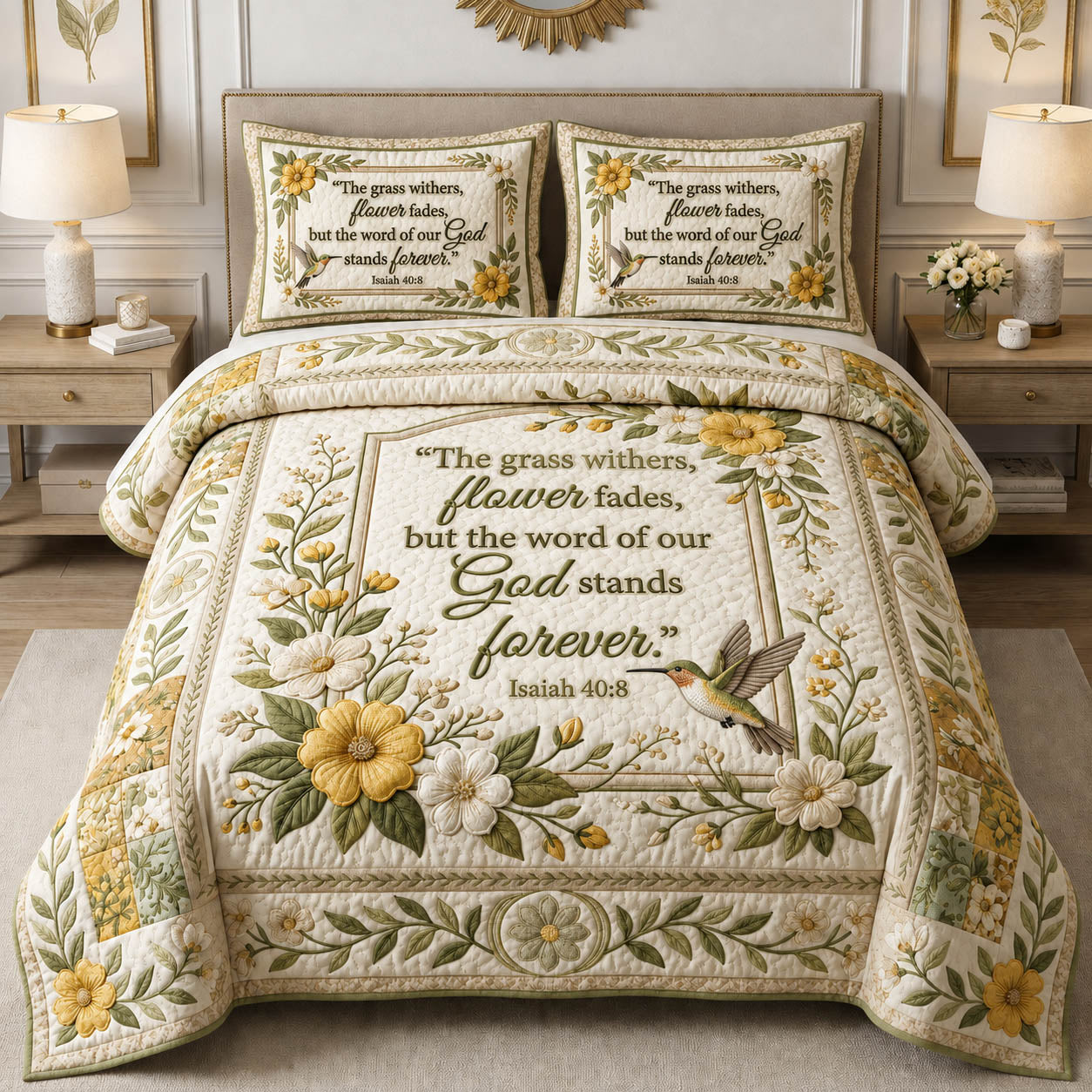 Faith Garden 3-Piece Quilted Bedding Set GFTOLAN664