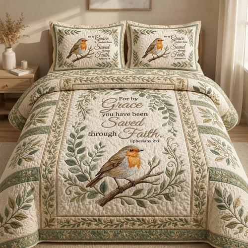 Robin Christian Ephesian 2 8 3-Piece Quilted Bedding Set GFTOLAN665