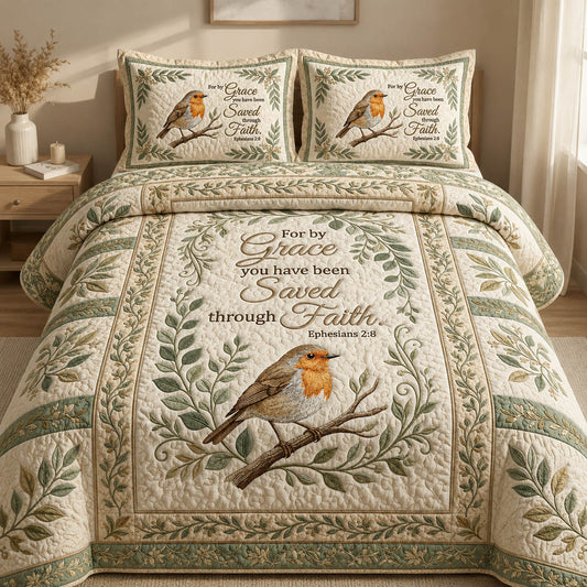 Robin Christian Ephesian 2 8 3-Piece Quilted Bedding Set GFTOLAN665