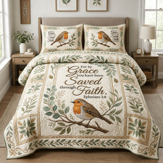 Robin Christian Garden 3-Piece Quilted Bedding Set GFTOLAN666