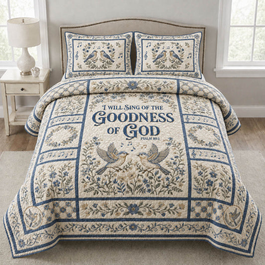 Songbird Couple Psalm 89 1 3-Piece Quilted Bedding Set GFTOLAN667