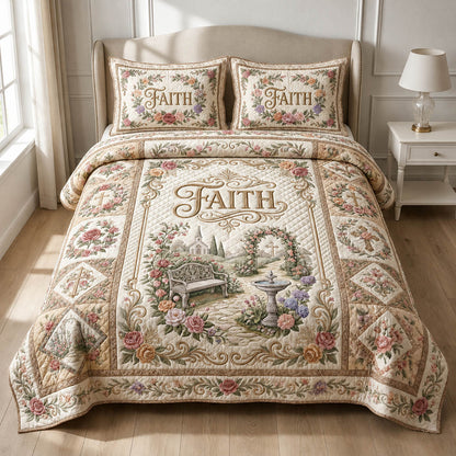 Faith Garden 3-Piece Quilted Bedding Set GFTOLAN670