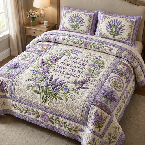 Lavender Bloom Faith 3-Piece Quilted Bedding Set GFTOLAN672