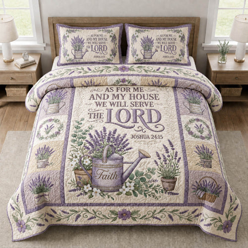 Faithful Garden Lavender 3-Piece Quilted Bedding Set GFTOLAN673