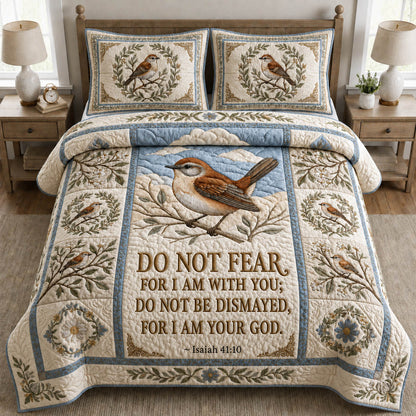 Isaiah 41 10 Garden Sparrow 3-Piece Quilted Bedding Set GFTOLAN675
