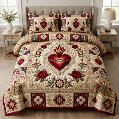 Sacred Heart Of Jesus 3-Piece Quilted Bedding Set GFTOLAN680