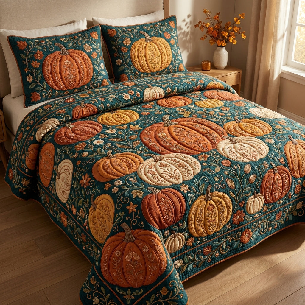 Pumpkin 3-Piece Quilted Bedding Set GFTOLAN708