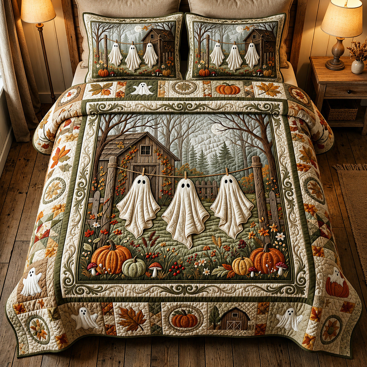 Ghost Clothesline 3-Piece Quilted Bedding Set GFTOLAN710
