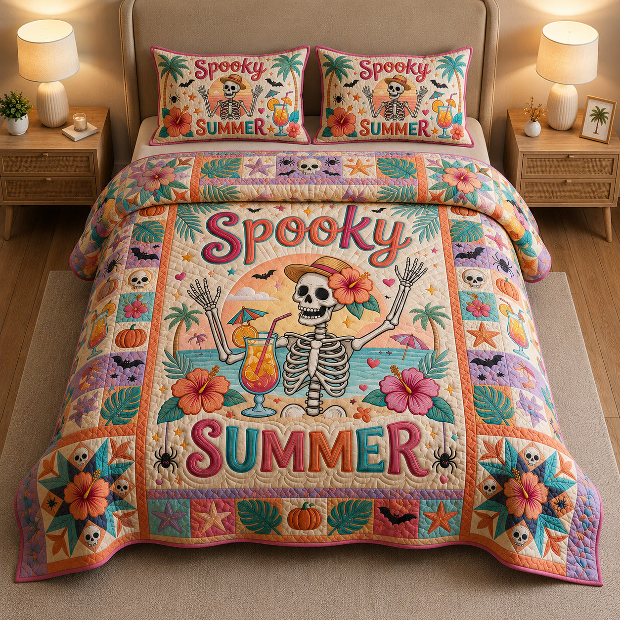 Spooky Summer 3-Piece Quilted Bedding Set GFTOLAN713
