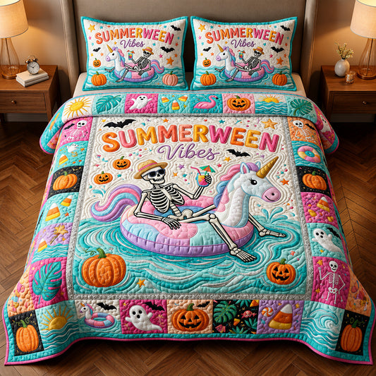 Summerween Vibes 3-Piece Quilted Bedding Set GFTOLAN715