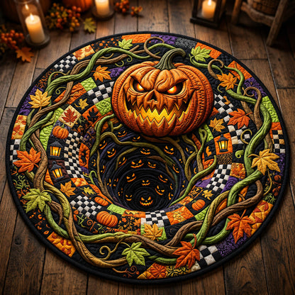 Spooky Pumpkin Monster Quilted Round Mat GFTOLAN759