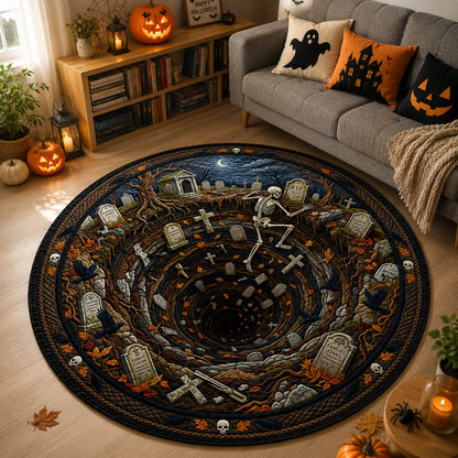 Skeleton Graveyard Quilted Round Mat GFTOLAN771