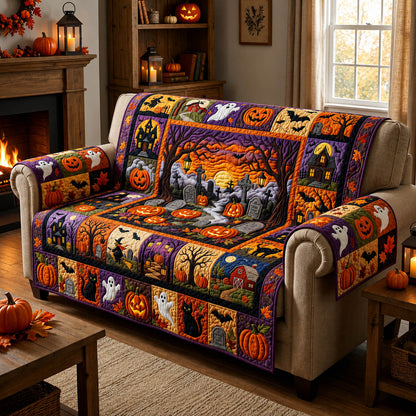 Halloween Pumpkin Patchwork Quilted Sofa Cover GFTOLAN812