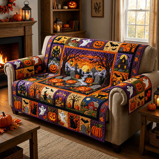 Halloween Pumpkin Patchwork Quilted Sofa Cover GFTOLAN812