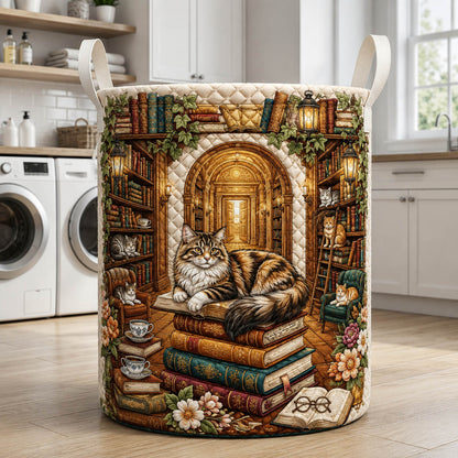 Book Cat Quilted Laundry Basket GFTOLAN815