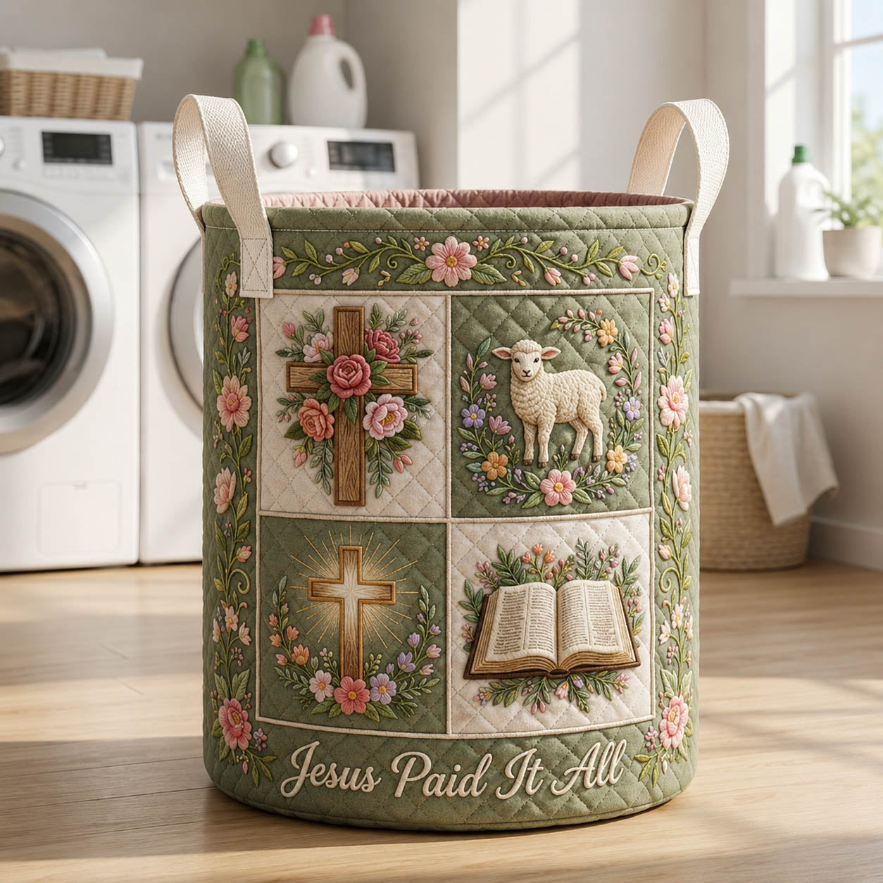 Jesus Paid It For All Quilted Laundry Basket GFTOLAN821