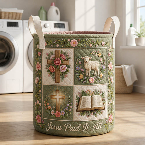 Jesus Paid It For All Quilted Laundry Basket GFTOLAN821