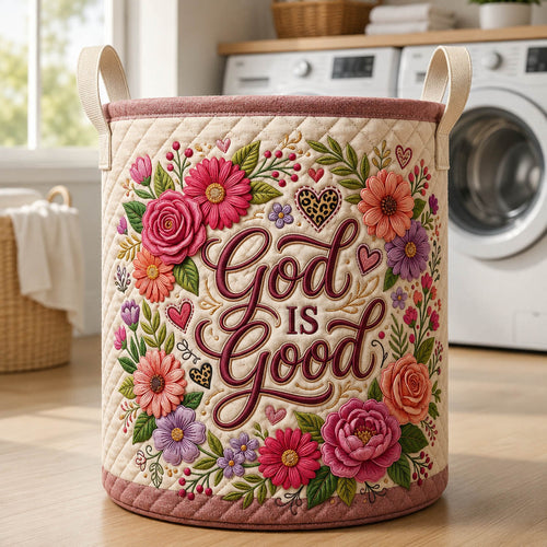 God Is Good Quilted Laundry Basket GFTOLAN822