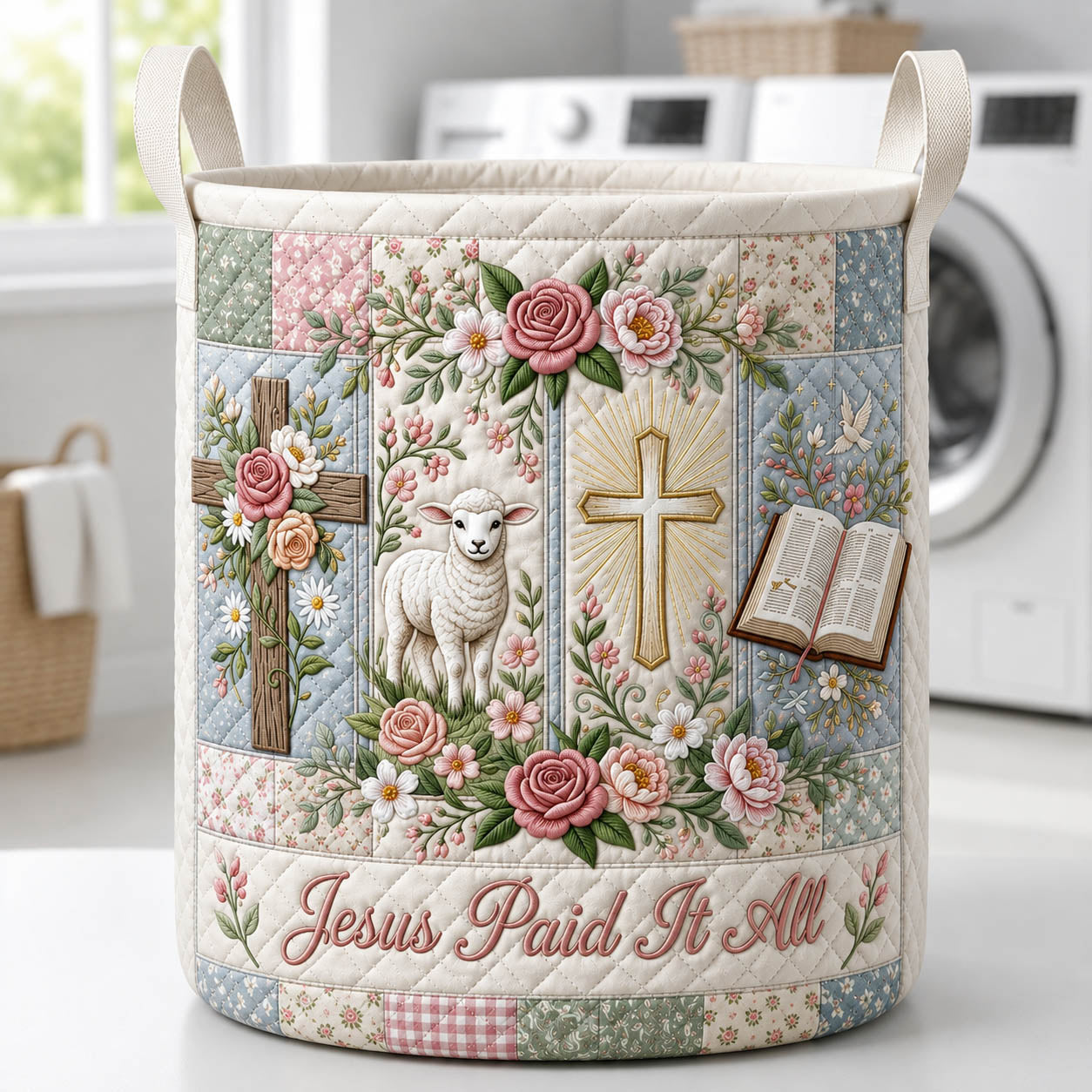 Jesus Paid It For All Quilted Laundry Basket GFTOLAN823