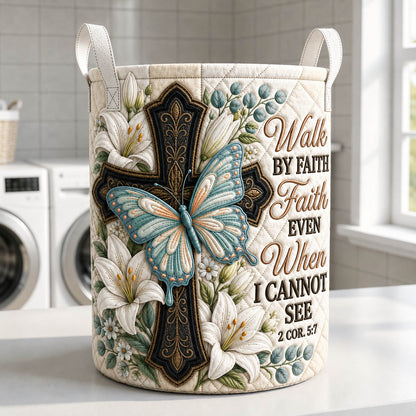 Walk By Faith Quilted Laundry Basket GFTOLAN824