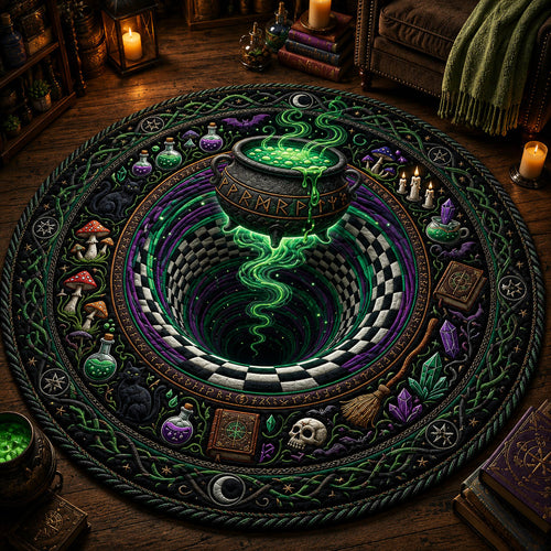 Witch Cauldron Vortex  Quilted Round Mat GFTOLAN865