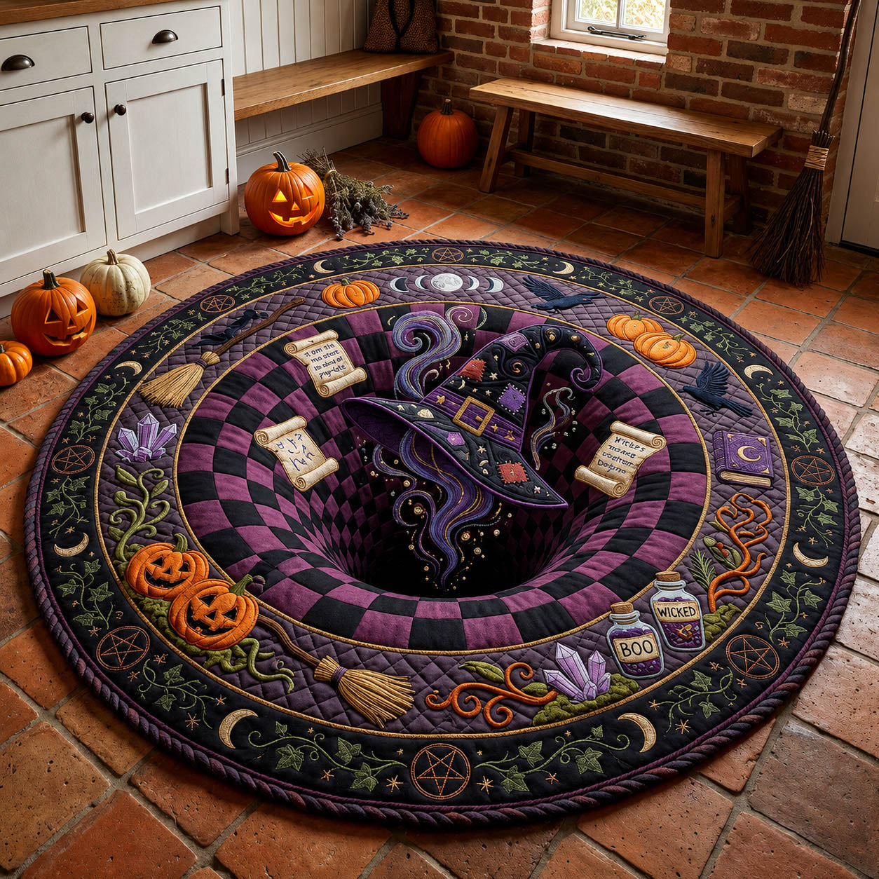 Witch Hat Vortex Quilted Round Mat GFTOLAN866