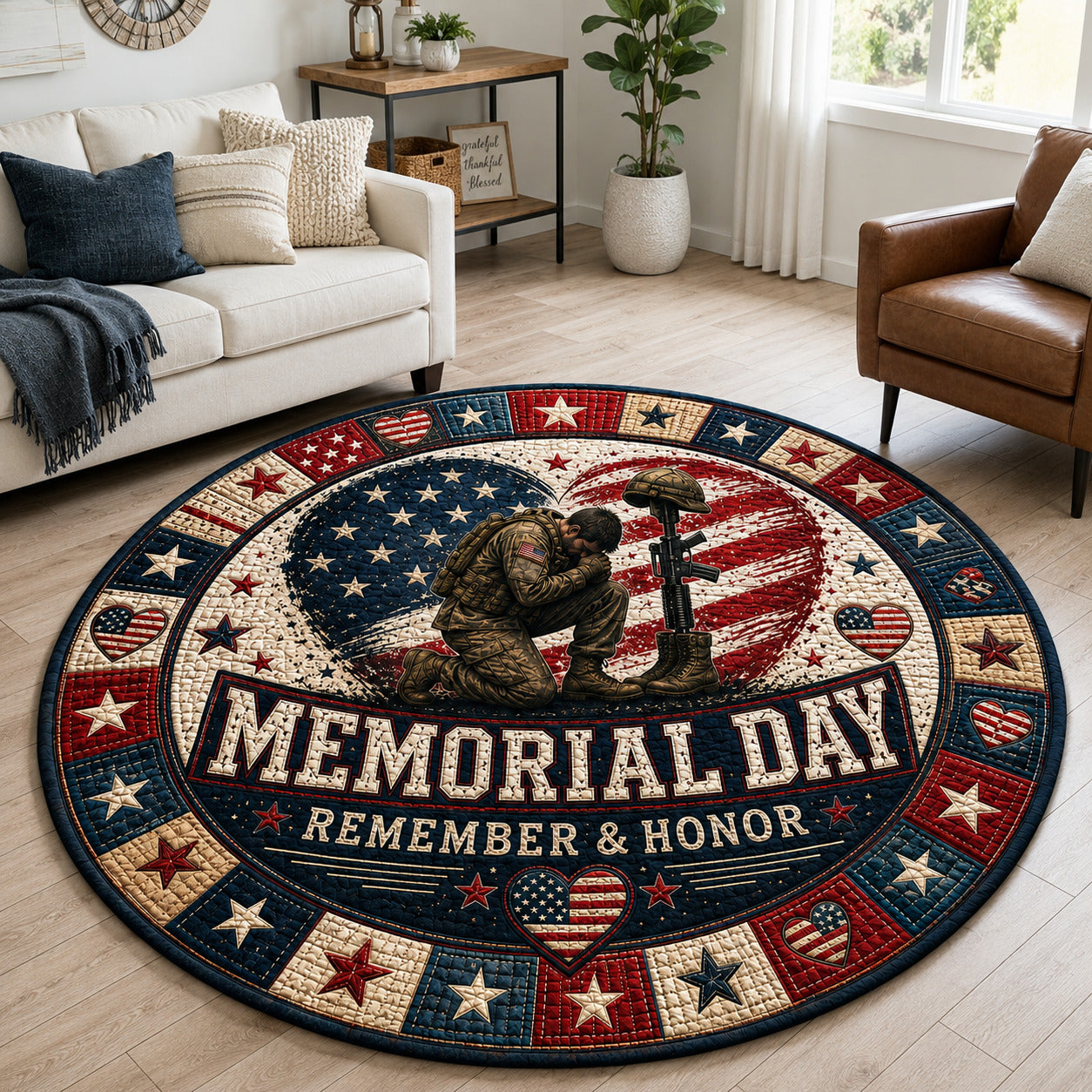 Memorial Day Quilted Round Mat GFTOLAN88