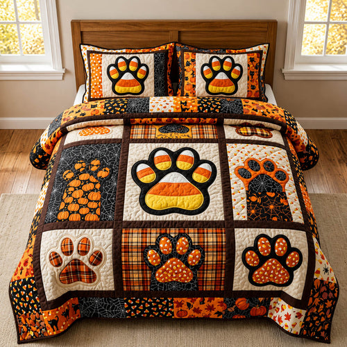 Paw Print 3-Piece Quilted Bedding Set GFTOLAN892