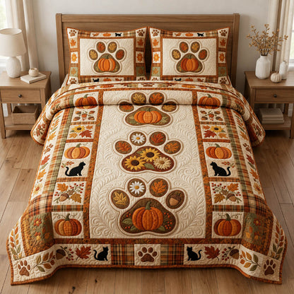 Paw Print 3-Piece Quilted Bedding Set GFTOLAN893