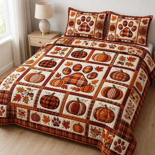Paw Print 3-Piece Quilted Bedding Set GFTOLAN914