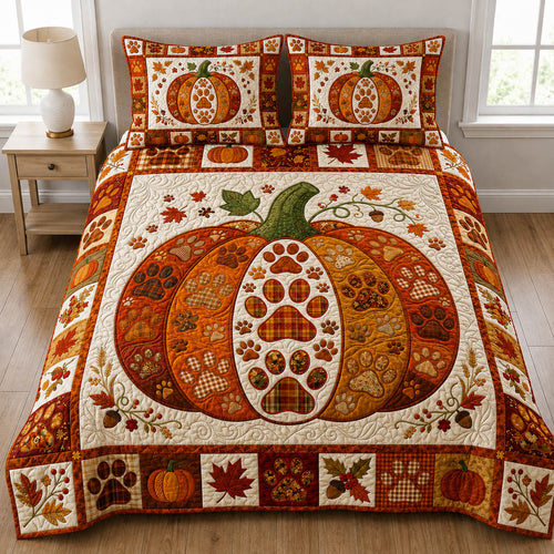 Paw Print 3-Piece Quilted Bedding Set GFTOLAN916