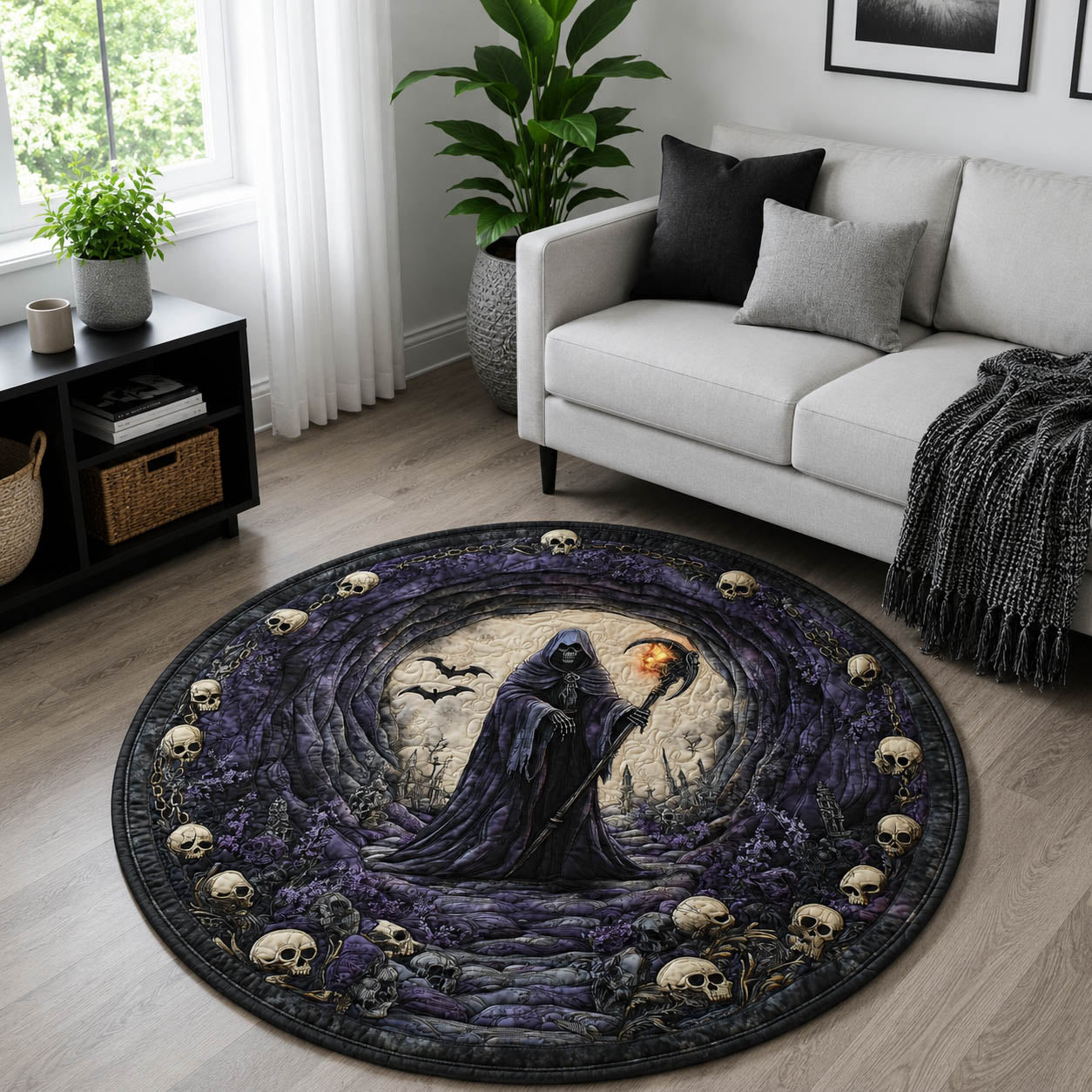 Gothic Skull Quilted Round Mat GFTOLAN929