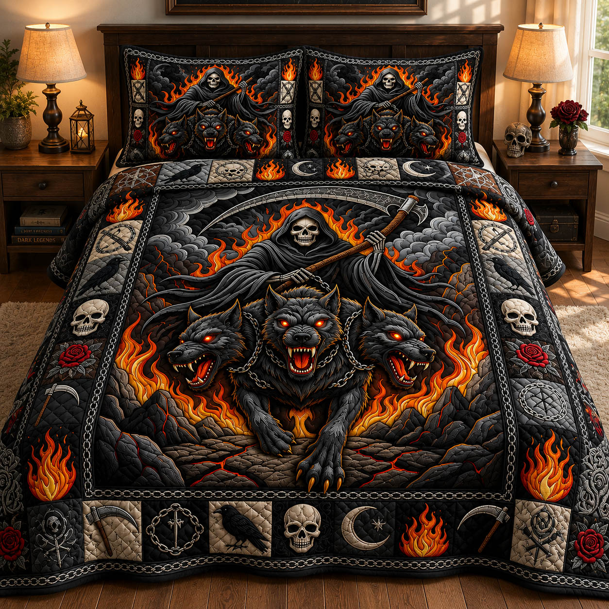 Grim Reaper 3-Piece Quilted Bedding Set GFTOLAN941