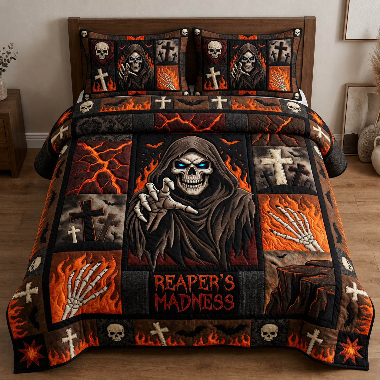 Grim Reaper 3-Piece Quilted Bedding Set GFTOLAN944