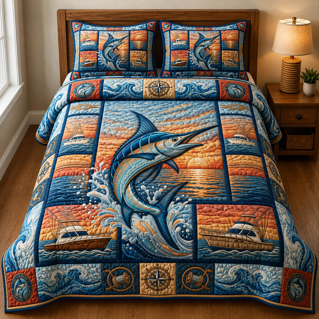 Seaside Escape 3-Piece Quilted Bedding Set GFTOLAN959