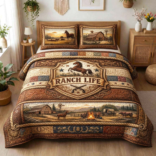 Rustic Ranch 3-Piece Quilted Bedding Set GFTOMA10002