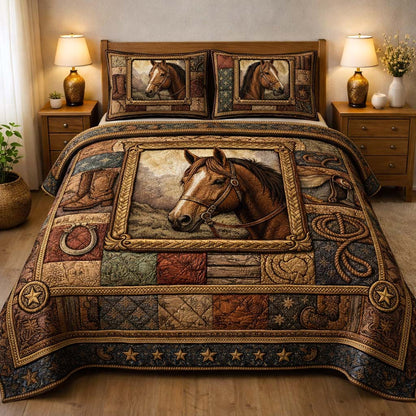 Ranch Horse 3-Piece Quilted Bedding Set GFTOMA10005