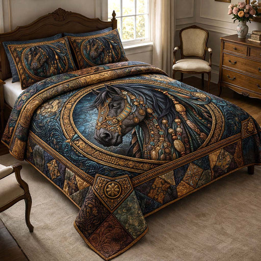 Country Horse 3-Piece Quilted Bedding Set GFTOMA10008