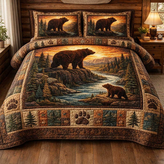 Rustic Bear 3-Piece Quilted Bedding Set GFTOMA10025