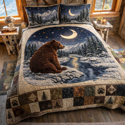 Lodge Bear 3-Piece Quilted Bedding Set GFTOMA10026