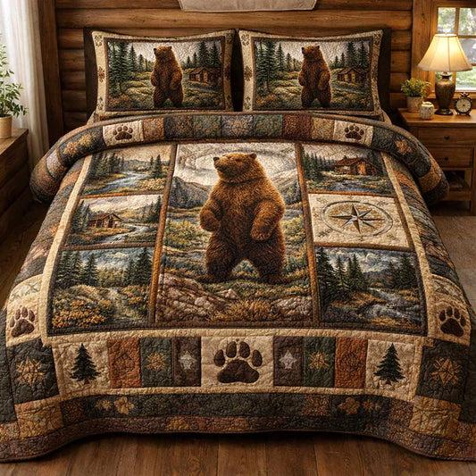 Woodland Bear 3-Piece Quilted Bedding Set GFTOMA10027