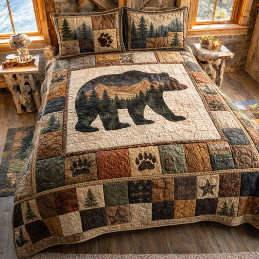 Wilderness Bear 3-Piece Quilted Bedding Set GFTOMA10028