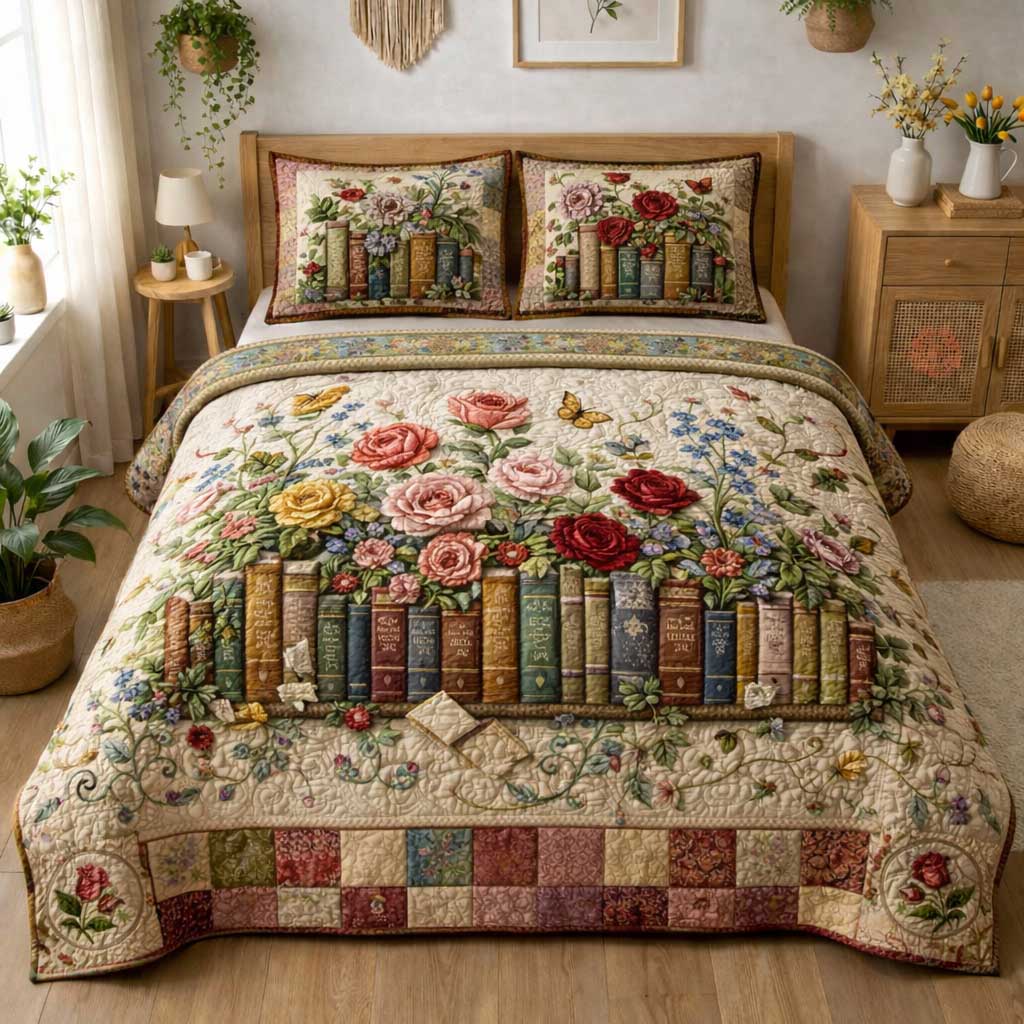 Wildflower Books 3-Piece Quilted Bedding Set GFTOMA10072