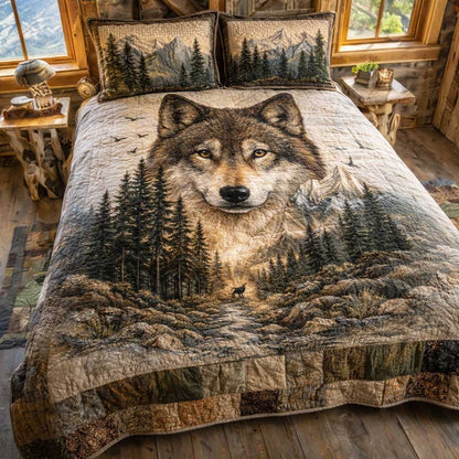 Forest Wolf 3-Piece Quilted Bedding Set GFTOMA10080