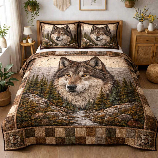 Shadow Wolf 3-Piece Quilted Bedding Set GFTOMA10081