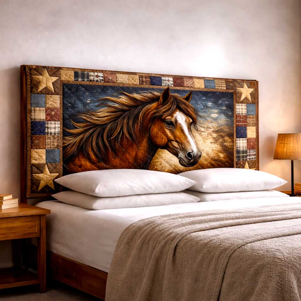 Prairie Horse Quilted Headboard Slipcover GFTOMA10101