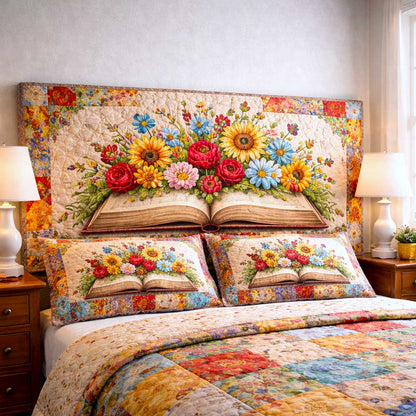 Floral Bookshelf Quilted Headboard Slipcover GFTOMA10104