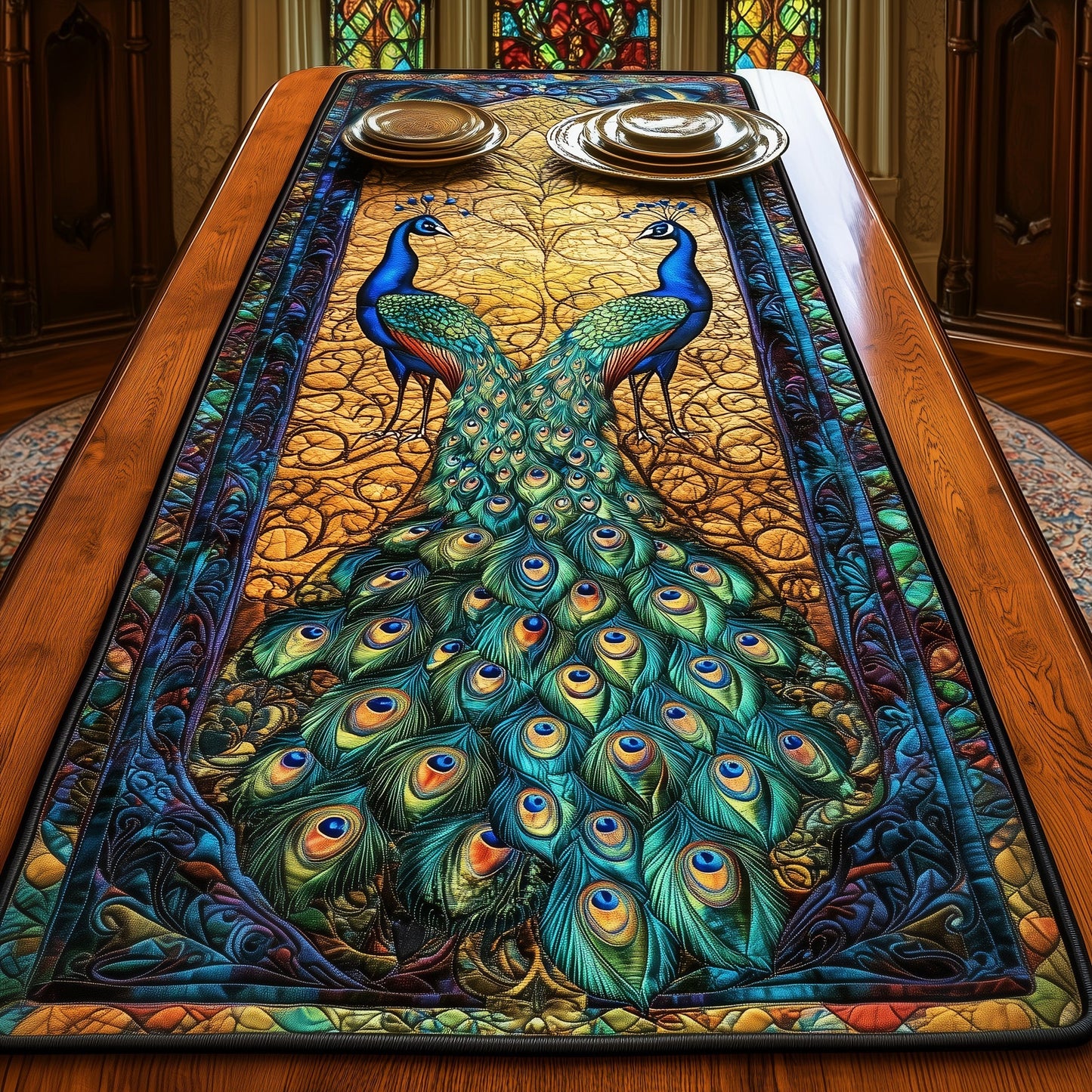 Peacock Quilted Table Runner GFTOMA1034
