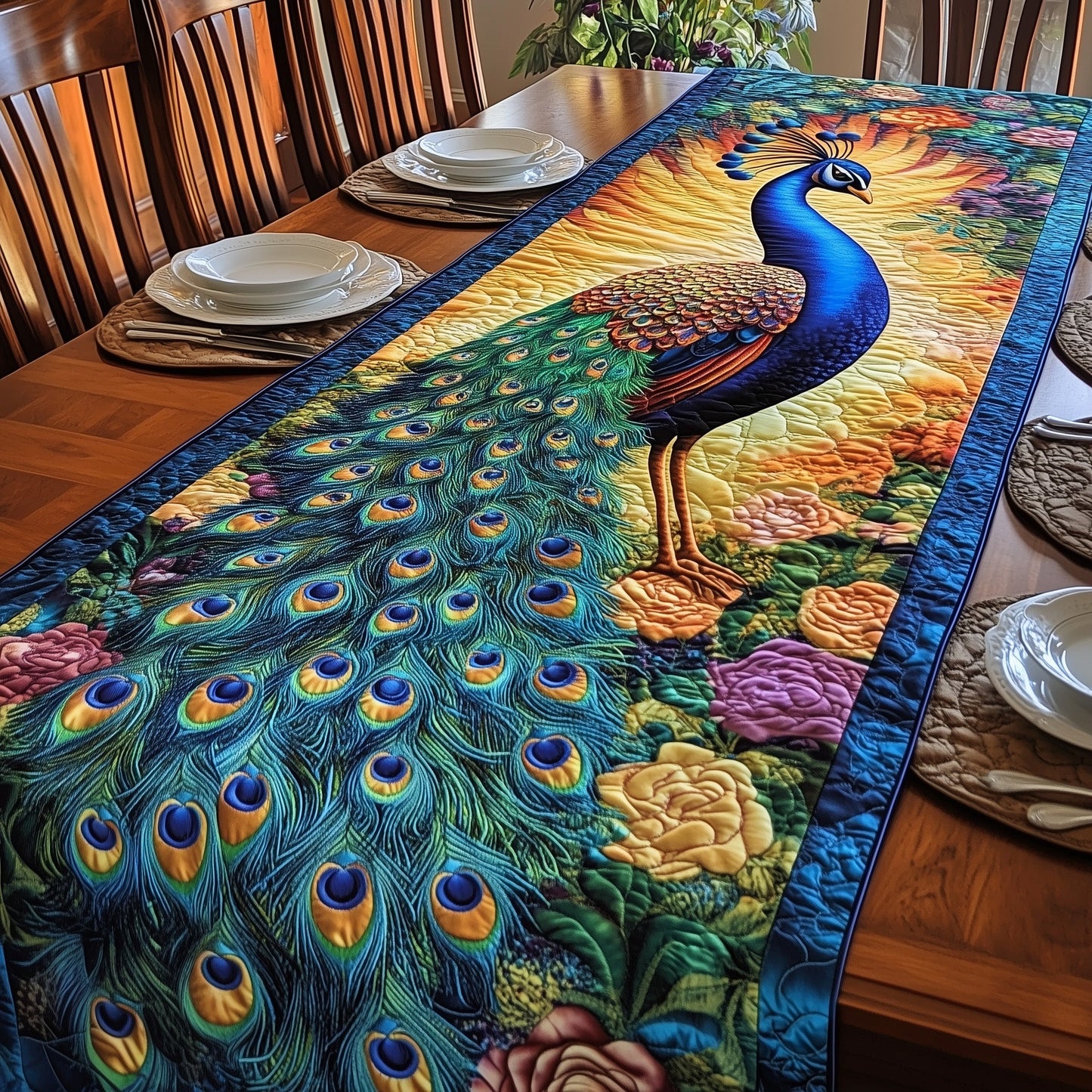 Peacock Quilted Table Runner GFTOMA1035