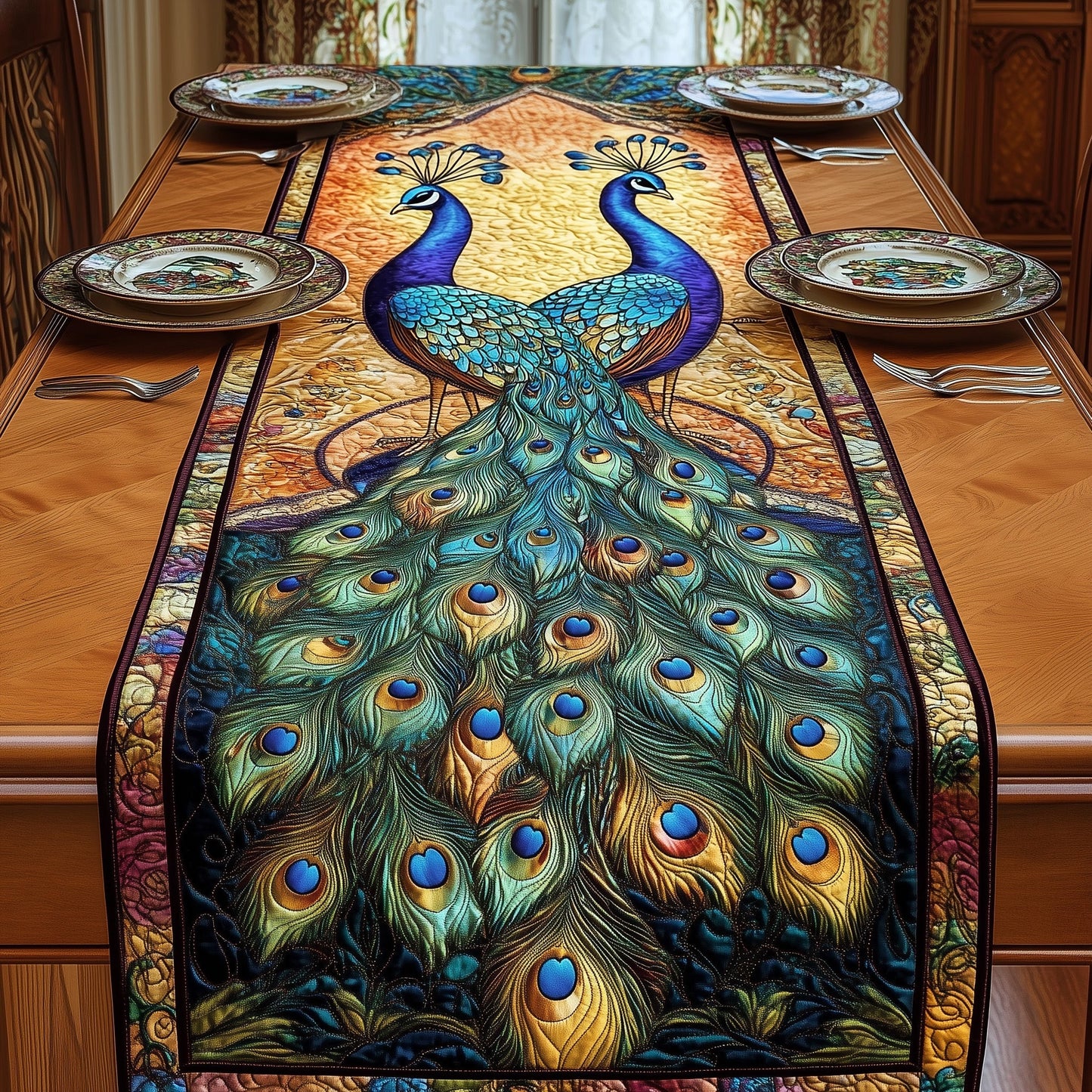 Peacock Quilted Table Runner GFTOMA1038